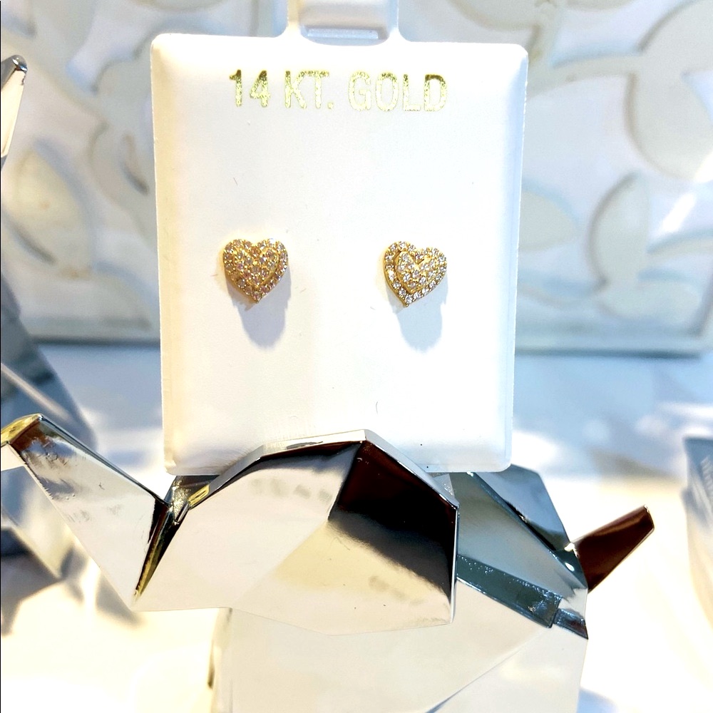 Heart Studs 14 Kt Gold
